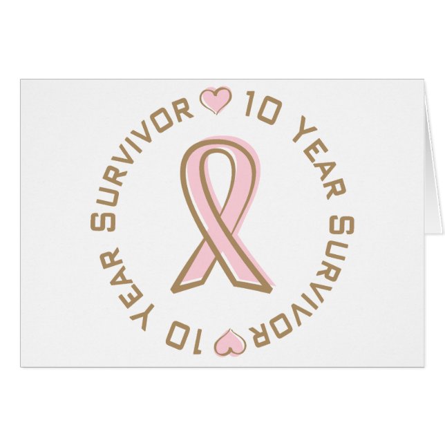 Pink Ribbon Breast Cancer Survivor 10 Years (Front Horizontal)
