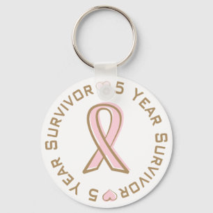 Pink Ribbon Breast Cancer Survivor 5 Years Key Ring
