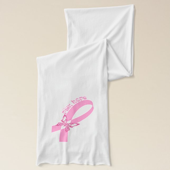 Pink Ribbon Breast cancer survivor butterfly Scarf (Left)