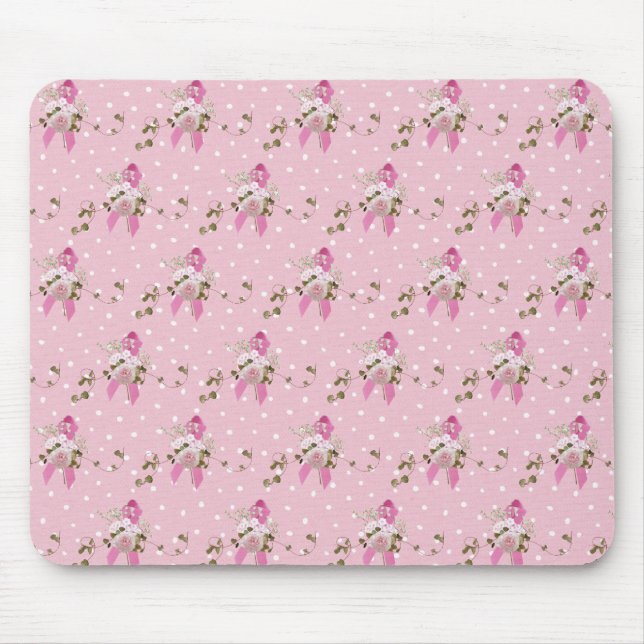 Pink Ribbon Breast Cancer Survivor Mouse Pad (Front)