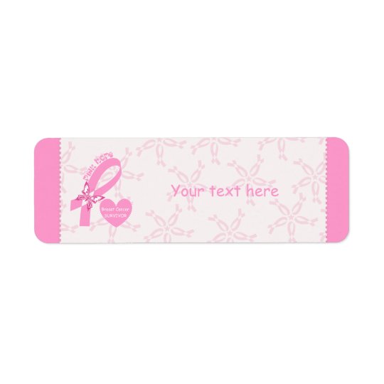 Pink Ribbon Breast cancer survivor & pink border Return Address Label