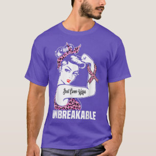 Pink Ribbon Breast Cancer Warrior Unbreakable Leop T-Shirt
