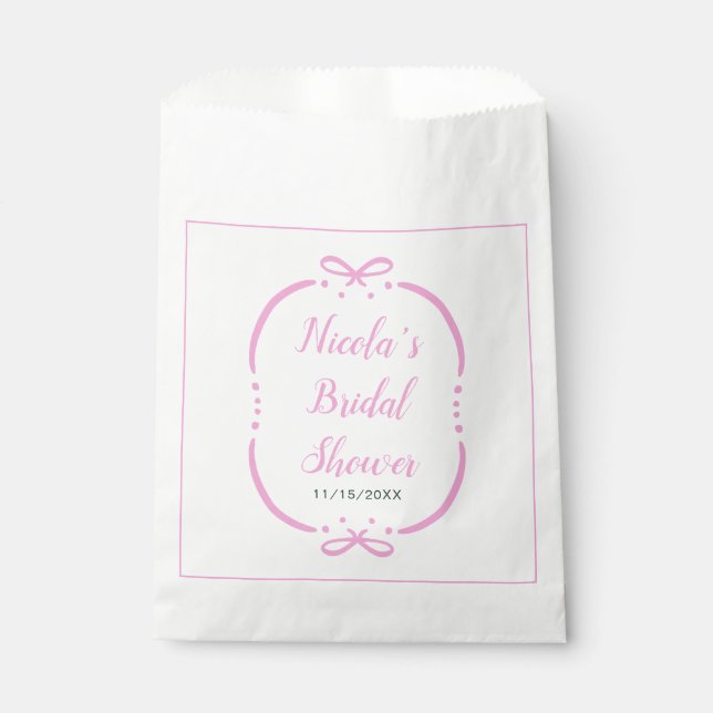 Pink Ribbon Bridal Shower Favour Bag (Front)