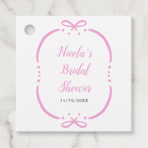 Pink Ribbon Bridal Shower Favour Tags