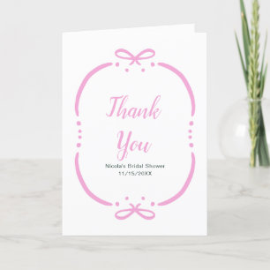 Pink Ribbon Bridal Shower Thank You Card