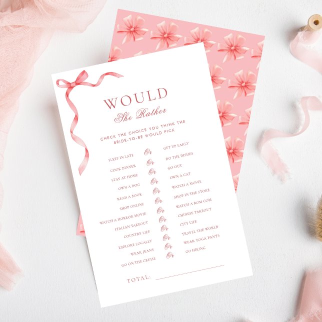 Pink Ribbon Bridal Shower Would She Rather Game (Creator Uploaded)