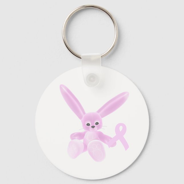 Pink Ribbon Bunny Key Ring (Front)