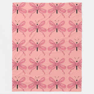 Pink Ribbon Butterflies Fleece Blanket