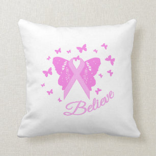 Pink Ribbon Butterfly Awareness Cushion