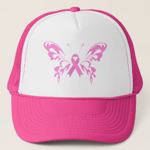 Pink Ribbon Butterfly Breast Cancer Hat