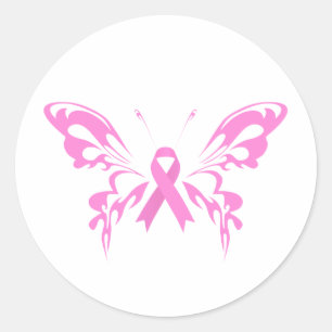 Pink Ribbon Butterfly Breast Cancer   Sticker