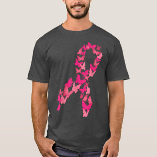 Pink Ribbon Butterfly Cute Breast Cancer Awareness T-Shirt