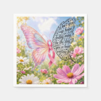 Pink Ribbon Butterfly in Summer Garden