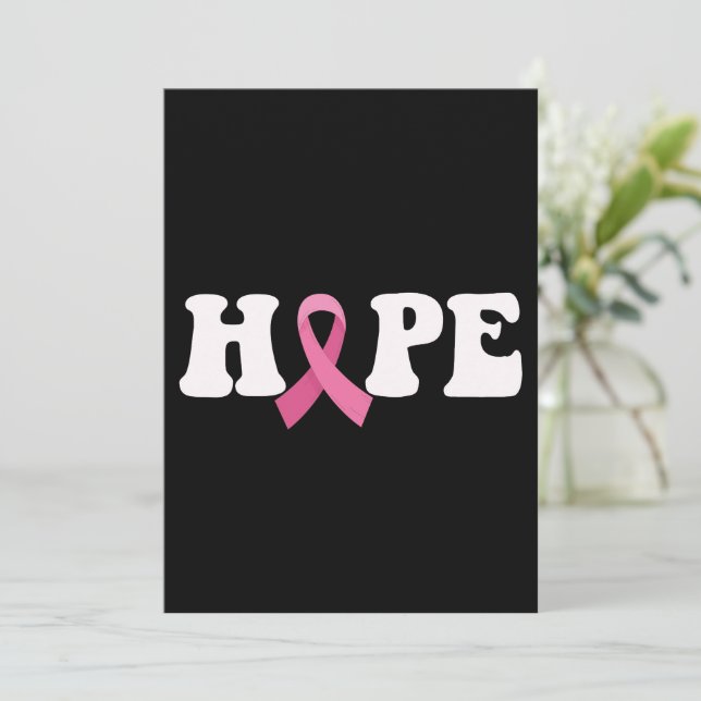 Pink Ribbon Cancer Awareness Breast Cancer Hope  Invitation (Standing Front)