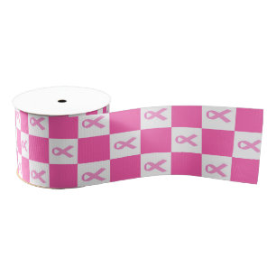 Pink Ribbon Checkerboard – Breast Cancer Awareness Grosgrain Ribbon