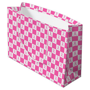 Pink Ribbon Chequerboard – Breast Cancer Awareness Large Gift Bag