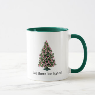 Pink ribbon Christmas -- mug
