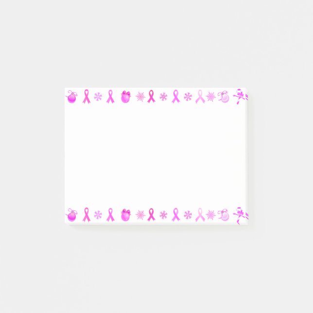 Pink Ribbon Christmas Post-it Notes (Front)
