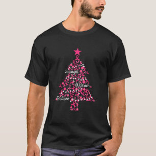Pink Ribbon Christmas Tree Ornaments Breast Cancer T-Shirt