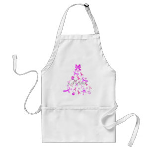 Pink Ribbon Christmas Tree Standard Apron