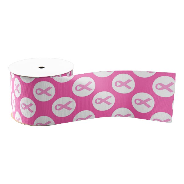Pink Ribbon Circle – Breast Cancer Awareness Grosgrain Ribbon (Spool)