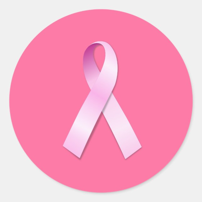 Pink Ribbon Classic Round Sticker (Front)