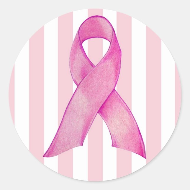 Pink Ribbon Classic Round Sticker (Front)