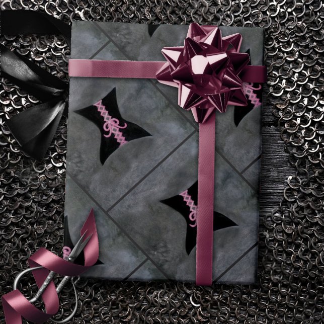 Pink Ribbon Corset | Black Breast Cancer Awareness Wrapping Paper (Creator Uploaded)