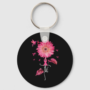 Pink Ribbon Daisy Faith - Breast Cancer Awareness  Key Ring
