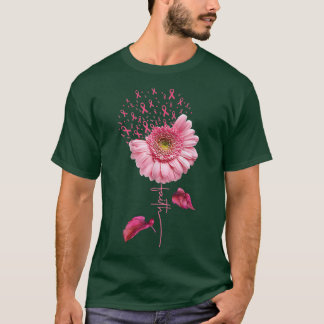 Pink Ribbon Daisy Faith Breast Cancer Awareness M T-Shirt