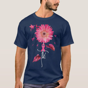 Pink Ribbon Daisy Faith Breast Cancer Awareness M T-Shirt