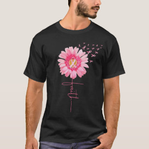 Pink Ribbon Daisy Faith Breast Cancer Awareness T-Shirt