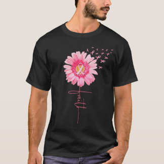 Pink Ribbon Daisy Faith Breast Cancer Awareness T-Shirt