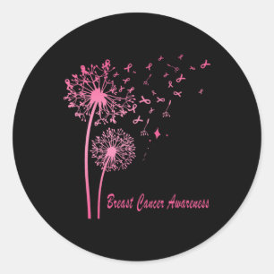 Pink Ribbon Dandelion Breast Cancer Awareness Men Classic Round Sticker