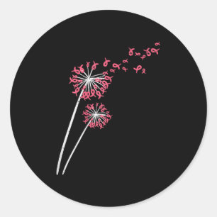 Pink Ribbon Dandelion Breast Cancer Awareness Men  Classic Round Sticker