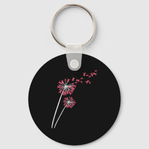Pink Ribbon Dandelion Breast Cancer Awareness Men Key Ring