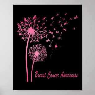 Pink Ribbon Dandelion Breast Cancer Awareness Men Poster
