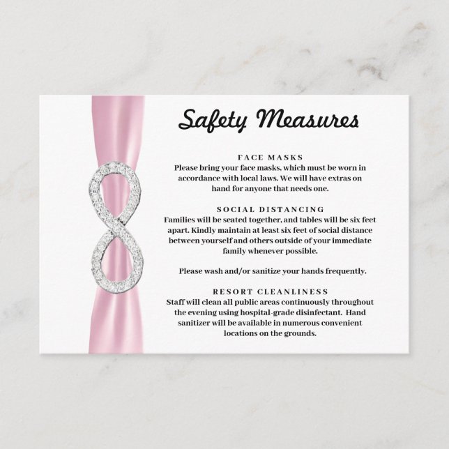Pink Ribbon Diamond Infinity Safety Measures Enclosure Card (Front)
