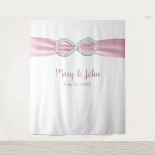 Pink Ribbon Diamond Infinity Wedding Backdrop Tapestry