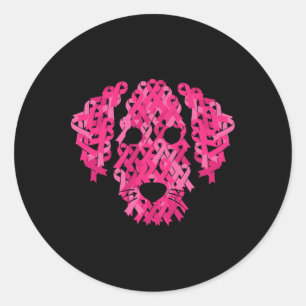 Pink Ribbon Dog Inspirational Breast Cancer Awaren Classic Round Sticker