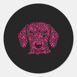 Pink Ribbon Dog Lover Inspirational Breast Cancer Classic Round Sticker