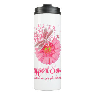 Pink Ribbon Dragonfly Sunflower Warrior Support Thermal Tumbler