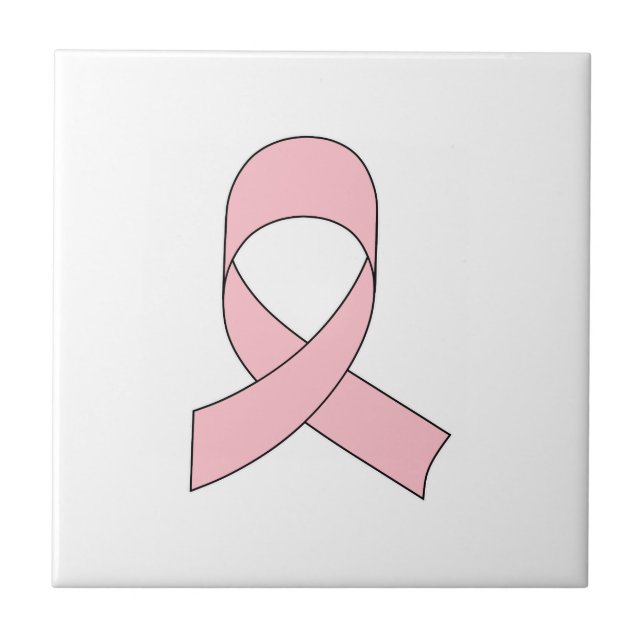 Pink Ribbon Drawing Ceramic Tile (Front)