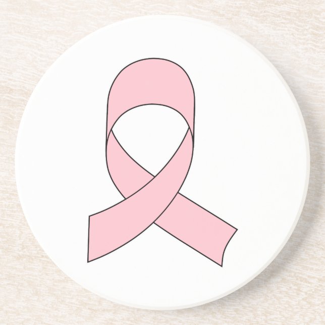 Pink Ribbon Drawing Coaster (Front)