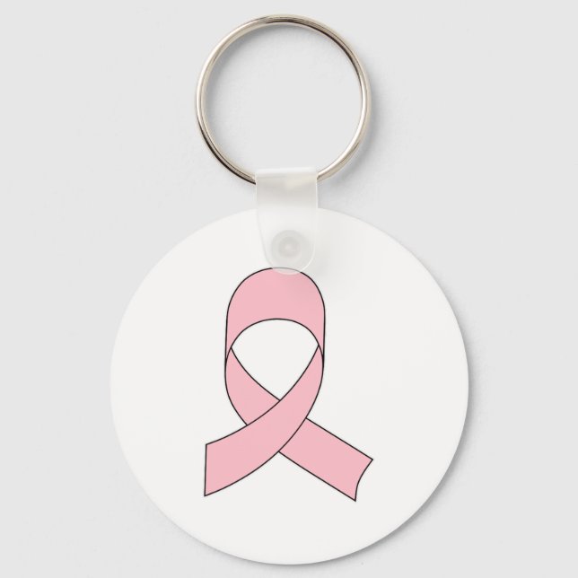 Pink Ribbon Drawing Key Ring (Front)