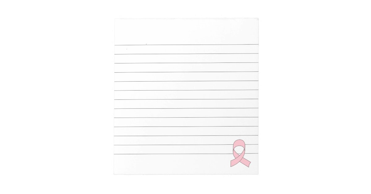 Pink Ribbon Drawing Lined Notepad | Zazzle