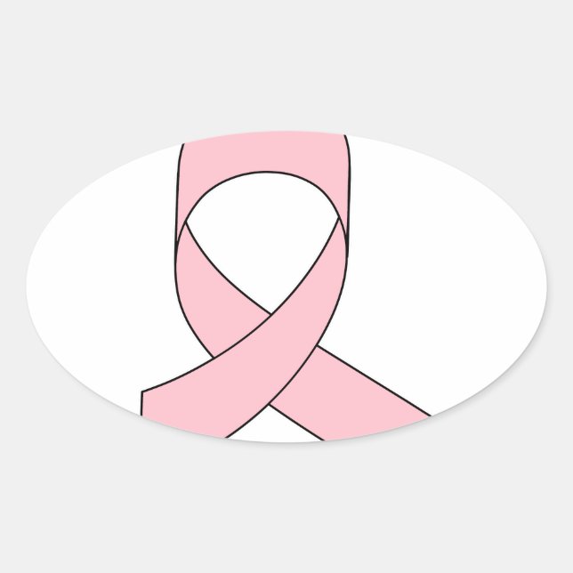 Pink Ribbon Drawing Oval Sticker (Front)
