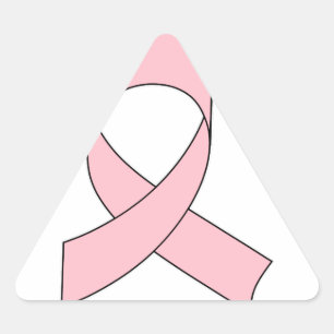 Pink Ribbon Drawing Triangle Sticker