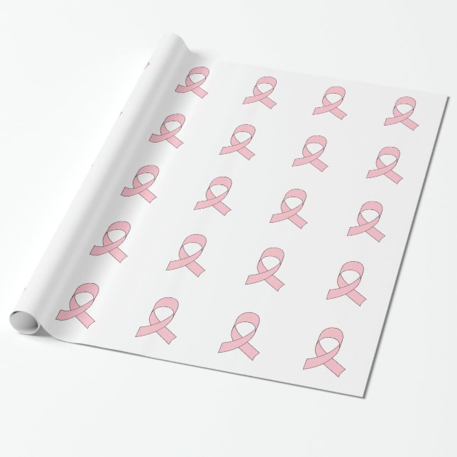 Pink Ribbon Drawing Wrapping Paper (Unrolled)
