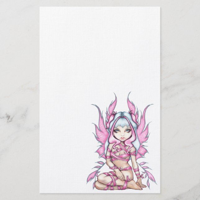 "Pink Ribbon Fairy" Stationery (Front)